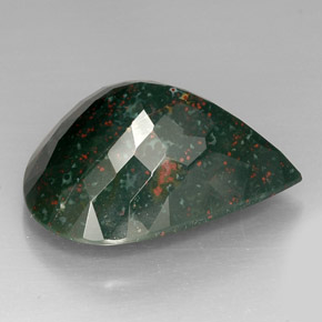 39.03캐럿 천연 점박이 그린 블러드스톤, 배 모양, 27.4×23 mm, 불투명체