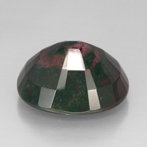 30.29캐럿 천연 점박이 그린 블러드스톤, 쿠션 컷, 22.1×19.5 mm, 불투명체