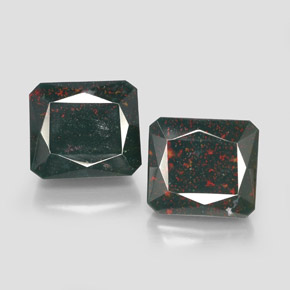 캐럿 천연 점박이 그린 블러드스톤 보석, 에메랄드 컷, 16.3×14.2 mm, 불투명체