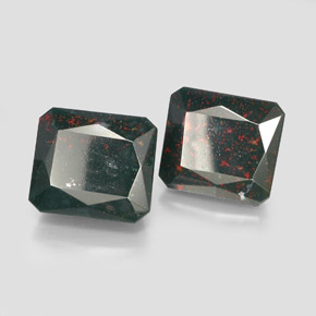 캐럿 천연 점박이 그린 블러드스톤 보석, 에메랄드 컷, 16.3×14.2 mm, 불투명체