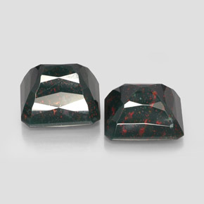 캐럿 천연 점박이 그린 블러드스톤 보석, 에메랄드 컷, 16.3×14.2 mm, 불투명체