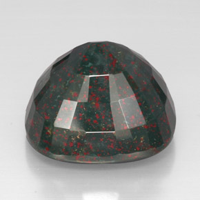 54.82캐럿 천연 점박이 그린 블러드스톤, 쿠션 컷, 23.9×21.8 mm, 불투명체