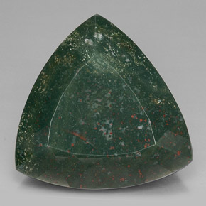 62.13캐럿 천연 점박이 그린 블러드스톤, 트릴리언, 26.6×26.2 mm, 불투명체