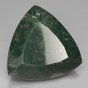 62.13캐럿 천연 점박이 그린 블러드스톤, 트릴리언, 26.6×26.2 mm, 불투명체