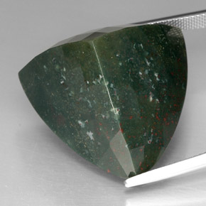 62.13캐럿 천연 점박이 그린 블러드스톤, 트릴리언, 26.6×26.2 mm, 불투명체