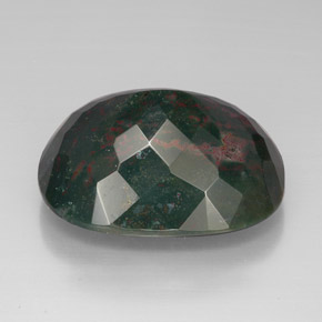 70.27캐럿 천연 점박이 그린 블러드스톤, 쿠션 컷, 30.6×24.6 mm, 불투명체