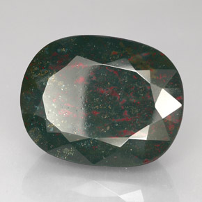 73.05캐럿 천연 점박이 그린 블러드스톤, 쿠션 컷, 30.6×24.2 mm, 불투명체