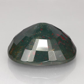 73.05캐럿 천연 점박이 그린 블러드스톤, 쿠션 컷, 30.6×24.2 mm, 불투명체