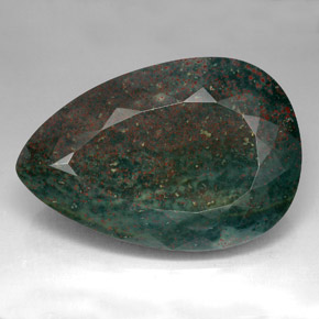 214.05캐럿 천연 점박이 그린 블러드스톤, 배 모양, 53.3×36 mm, 불투명체