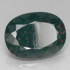 26.60캐럿 천연 점박이 그린 블러드스톤, 타원형 컷, 23.3×17.5 mm, 불투명체