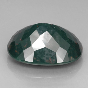 26.60캐럿 천연 점박이 그린 블러드스톤, 타원형 컷, 23.3×17.5 mm, 불투명체