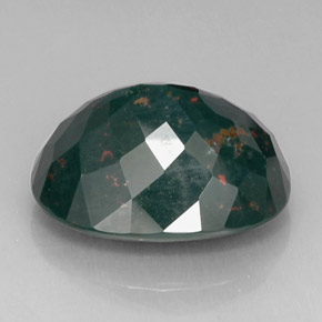 25.32캐럿 천연 점박이 그린 블러드스톤, 타원형 컷, 21.8×16.6 mm, 불투명체