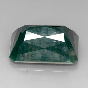 21.75캐럿 천연 점박이 그린 블러드스톤, 에메랄드 컷, 21.1×14.7 mm, 불투명체