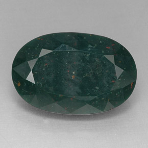 14.26캐럿 천연 점박이 그린 블러드스톤, 타원형 컷, 20.2×13.3 mm, 불투명체