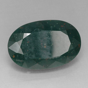14.26캐럿 천연 점박이 그린 블러드스톤, 타원형 컷, 20.2×13.3 mm, 불투명체