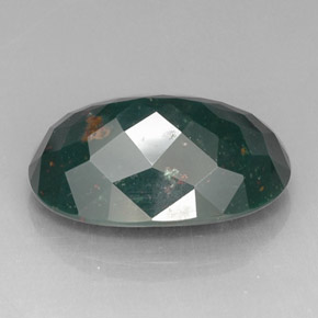 14.26캐럿 천연 점박이 그린 블러드스톤, 타원형 컷, 20.2×13.3 mm, 불투명체