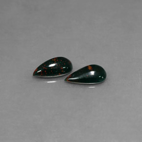캐럿 천연 점박이 그린 블러드스톤 보석, 배 모양, 8.6×4.9 mm, 불투명체