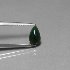 0.72캐럿 천연 점박이 그린 블러드스톤, 배 모양, 8.4×5.1 mm, 불투명체