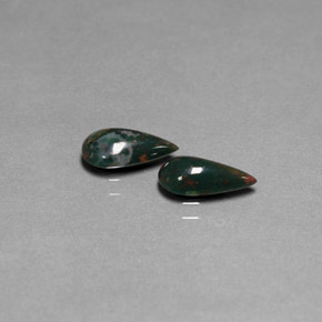 캐럿 천연 점박이 그린 블러드스톤 보석, 배 모양, 9.6×5.2 mm, 불투명체