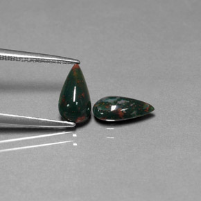 캐럿 천연 점박이 그린 블러드스톤 보석, 배 모양, 9.6×5.2 mm, 불투명체