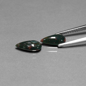 캐럿 천연 점박이 그린 블러드스톤 보석, 배 모양, 9.6×5.2 mm, 불투명체