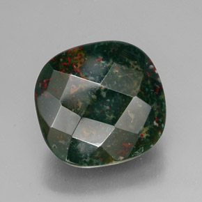 27.80캐럿 천연 점박이 그린 블러드스톤, 쿠션 컷, 20×19.1 mm, 불투명체