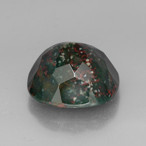 27.80캐럿 천연 점박이 그린 블러드스톤, 쿠션 컷, 20×19.1 mm, 불투명체