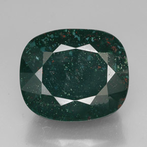 41.61캐럿 천연 점박이 그린 블러드스톤, 쿠션 컷, 23×19.6 mm, 불투명체