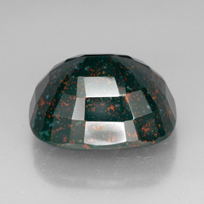 58.62캐럿 천연 점박이 그린 블러드스톤, 쿠션 컷, 26.5×21.4 mm, 불투명체