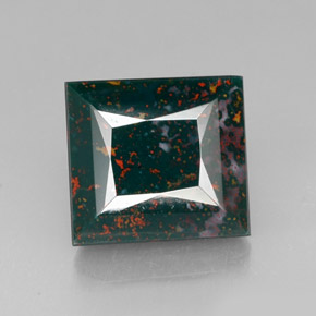 26.55캐럿 천연 점박이 그린 블러드스톤, 스퀘어, 17.4×16 mm, 불투명체