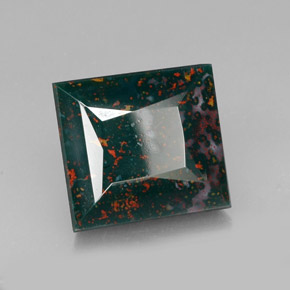 26.55캐럿 천연 점박이 그린 블러드스톤, 스퀘어, 17.4×16 mm, 불투명체