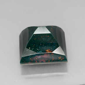 26.55캐럿 천연 점박이 그린 블러드스톤, 스퀘어, 17.4×16 mm, 불투명체