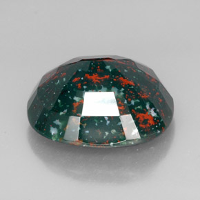 34.65캐럿 천연 점박이 그린 블러드스톤, 쿠션 컷, 23.8×20.8 mm, 불투명체