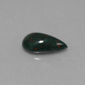 0.82캐럿 천연 점박이 그린 블러드스톤, 배 모양, 9.2×5.3 mm, 불투명체