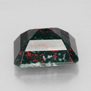9.74캐럿 천연 점박이 그린 블러드스톤, 에메랄드 컷, 15×11.9 mm, 불투명체
