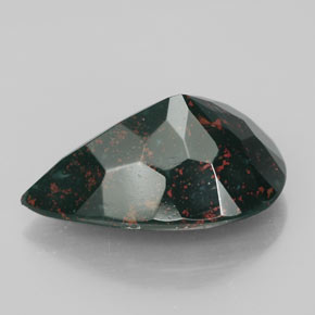 11.42캐럿 천연 점박이 그린 블러드스톤, 배 모양, 20.4×13.2 mm, 불투명체
