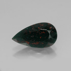 4.61캐럿 천연 점박이 그린 블러드스톤, 배 모양, 16.5×9.2 mm, 불투명체