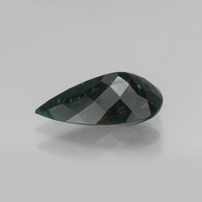 4.61캐럿 천연 점박이 그린 블러드스톤, 배 모양, 16.5×9.2 mm, 불투명체