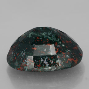 17.76캐럿 천연 점박이 그린 블러드스톤, 타원형 컷, 19.3×15 mm, 불투명체