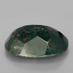 34.17캐럿 천연 점박이 그린 블러드스톤, 쿠션 컷, 27.1×20 mm, 불투명체