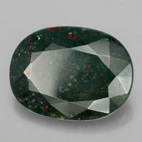 18.48캐럿 천연 점박이 그린 블러드스톤, 타원형 컷, 22.5×17 mm, 불투명체