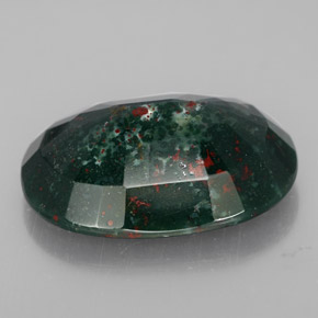18.48캐럿 천연 점박이 그린 블러드스톤, 타원형 컷, 22.5×17 mm, 불투명체