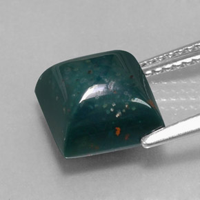 3.94캐럿 천연 더럽혀진 녹색 혈석, 정사각형, 불투명체