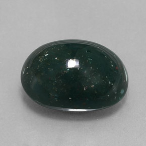 6.35캐럿 천연 점박이 그린 블러드스톤, 타원형 컷, 13.4×10.6 mm, 불투명체