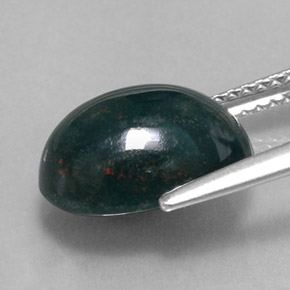 4.04캐럿 천연 더럽혀진 녹색 혈석, 타원형 컷, 불투명체