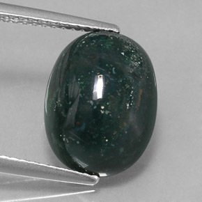 4.74캐럿 천연 점박이 그린 블러드스톤, 타원형 컷, 13.3×10 mm, 불투명체