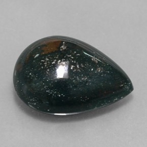 6.59캐럿 천연 점박이 그린 블러드스톤, 배 모양, 15.1×12.1 mm, 불투명체