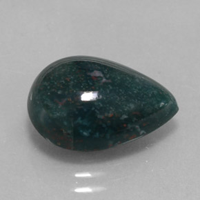 5.23캐럿 천연 점박이 그린 블러드스톤, 배 모양, 13.8×10.4 mm, 불투명체