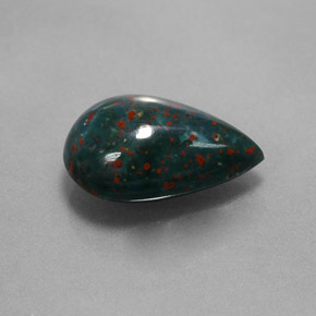 2.70캐럿 천연 점박이 그린 블러드스톤, 배 모양, 12.2×8.1 mm, 불투명체