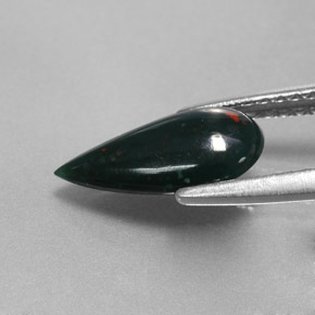 1.07캐럿 천연 더럽혀진 녹색 혈석, 배 모양, 불투명체
